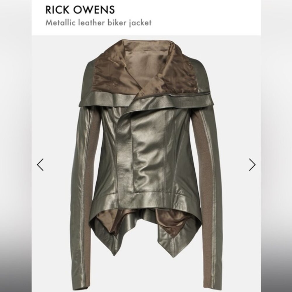 RICK OWENS METALLIC NASKA LEATHER BIKER JACKET